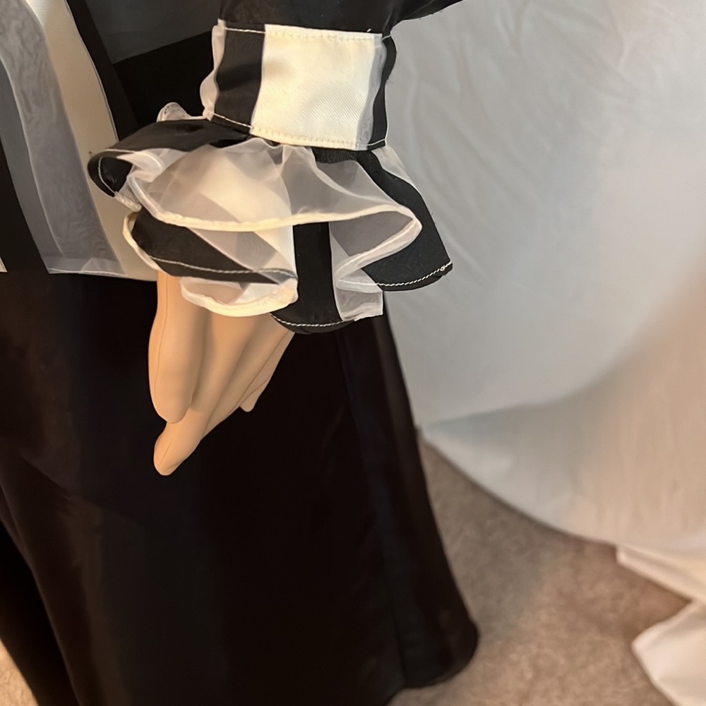 One-of-a-kind dramatic ruffled blouse of sheer satin stripe - Picture 7 of 7